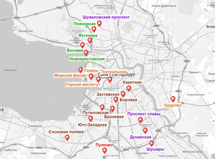 Схема метро санкт-петербурга 2020 год